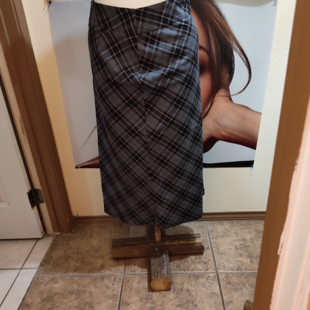 Cherokee Asymmetrical Plaid Skirt - Black and Gray